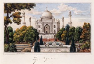 Bahçeden Tac Mahal, 1840 civarı (kalem ve gri mürekkep, w/c, beyaz dokunuşlarla güçlendirilmiş)