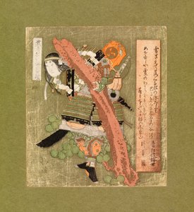 Tam zırhlı savaşçı, yaklaşık 1825 (renkli gravür) by Aigaoka Hokkei