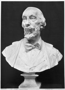 Auguste Vacquerie büstü (1819-95) (alçı) (bw fotoğraf)