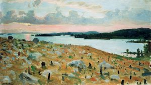Kallavesi Gölü kıyısında ormansızlaştırılmış orman by Akseli Valdemar Gallen-Kallela