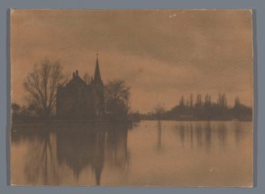 Su üzerinde bir kır evi veya küçük bir kale manzarası, Hollanda by Alb. Kapteijn (attributed to)