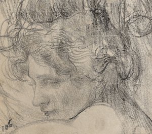 Kadın başı, 1890 dolayları (kağıt üzerinde pastel boya) by Albert de Belleroche