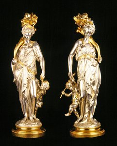Ceres ve Bacchus (bronz, gümüş ve koli yaldızlı tablalar üzerinde koli yaldızlı)