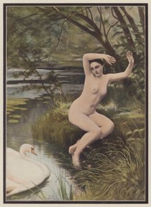 Leda, Yunan mitolojisinden Spartalı prenses (renkli taş) by Albert (after) Aublet