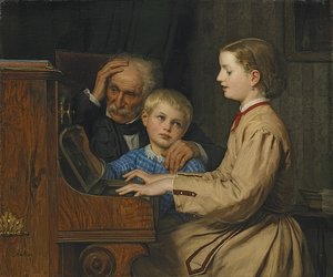 Evin şarkısı. 1874 by Albert Anker