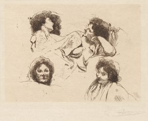 Dört Kadın Başı: “Mutlu Ada” Çalışması by Albert Besnard