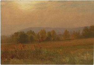 Sonbahar manzarası, New England (gemiye serilmiş kağıt üzerine yağ) by Albert Bierstadt