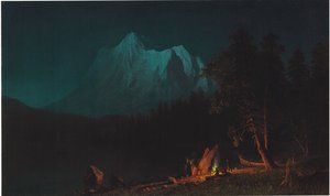 Ay Işığında Dağlık Manzara by Albert Bierstadt