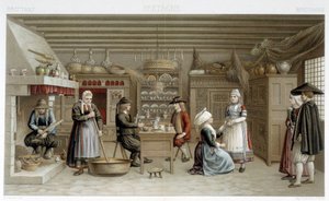 19. yüzyıl Breton kostümleri ve iç mekan - Racinet