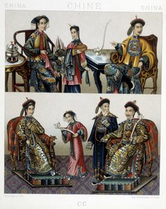 Çin Aristokrasisi - Racinet tarafından “” Le kostüm tarihi” nde by Albert Charles August Racinet