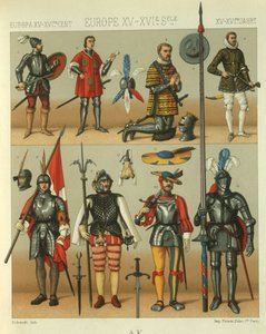 Avrupalı savaşçıların zırh çizimi by Albert Charles August Racinet