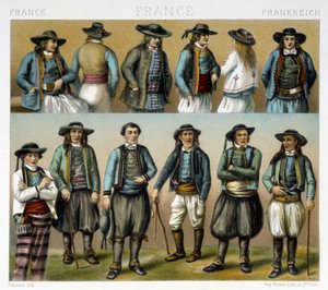 19. yüzyılın Finistère erkek kostümleri - Racinet tarafından “” Le kostüm ancien et historique”” by Albert Charles August Racinet