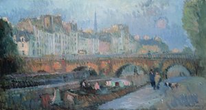 Pont Neuf ve Quai de la Monnaie, Paris by Albert Charles Lebourg