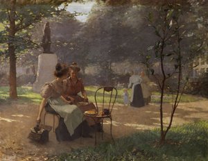 Parkta iki genç kız by Albert Cresswell