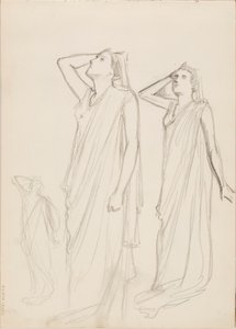 Alcestis rolünde Aino Ackté, üç eskiz by Albert Edelfelt