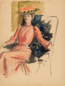 Şapkalı oturan kadın by Albert Edelfelt