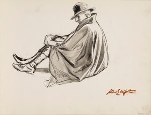 Pelerinli oturan adam by Albert Edelfelt