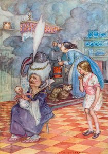 Alice Harikalar Diyarında için İllüstrasyon (renkli lito)