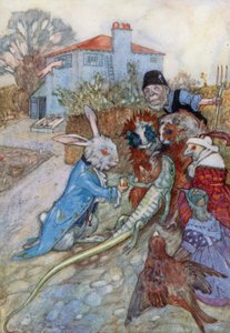 Alice Harikalar Diyarında için İllüstrasyon (renkli lito) by Albert Edward Jackson