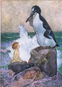 Zavallı ihtiyar Garfowl, The Water Babies pub'dan saf yağdan gözyaşları akıtmaya başladı. Humphrey Milford Oxford University Press, yaklaşık 1930 (renkli lito)