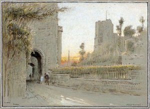 Lewes, Sussex (suluboya) by Albert Goodwin