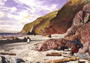 Lynmouth, Devon, Gemi Enkazının Öyküsü by Albert Goodwin