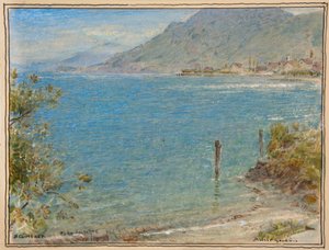 Stanstadt. Luzern Gölü,c.1888 (suluboya) by Albert Goodwin