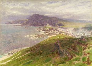 Ilfracombe Sahili, Kuzey Devon (kalem ve sulu boya) by Albert Goodwin