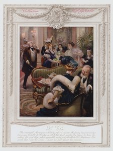 Belle Epoque Paris, Çay içen şık bayan (renkli taş) by Albert Guillaume