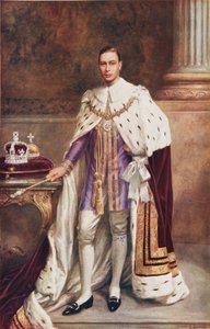 Kral George VI taç giyme cübbesi içinde