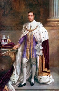 Kral George VI, taç giyme cübbesi içinde, 1937.