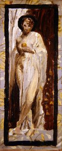 Draped Nude / Çalışma, c.1867 (panel üzerine yağlı boya) by Albert Joseph Moore