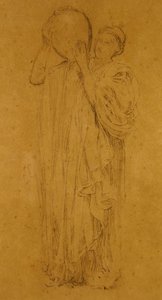 Sürahili Kız, 1867 dolayları (kahverengi kağıt üzerine siyah beyaz tebeşirler) by Albert Joseph Moore