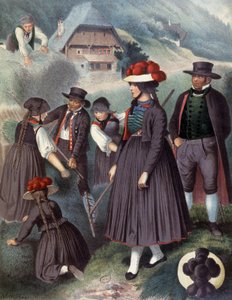 Baden çevresindeki köylüler, 1860 dolayları (gravür) by Albert Kretschmer