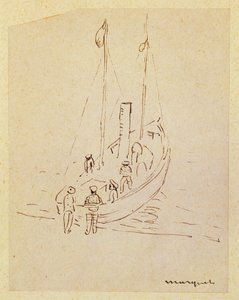 Tekne (kağıt üzerine kalem) by Albert Marquet