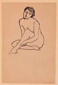 Oturan Çıplak Kadın (kağıt üzerine kalem ve mürekkep) by Albert Marquet