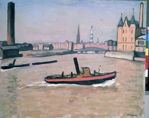 Hamburg Limanı 1909 (tuval üzerine yağlı boya) by Albert Marquet