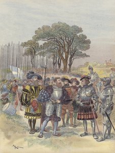Bicocca kampında, İsviçre ödeme, ayrılma veya savaş talep ediyor by Albert Robida