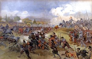 Francis Ist ve Charles V arasında Cerisolles Savaşı by Albert Robida
