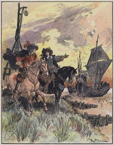 Le Capitaine Bellormeau için çizim ve A Robida tarafından resmedilmiştir (renkli taş) by Albert Robida