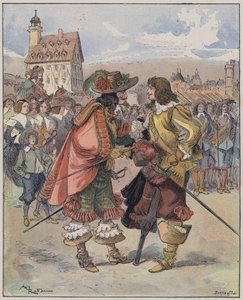 Le Capitaine Bellormeau için çizim ve A Robida tarafından resmedilmiştir (renkli taş) by Albert Robida