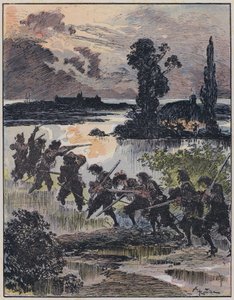 Le Capitaine Bellormeau için çizim ve A Robida tarafından resmedilmiştir (renkli taş) by Albert Robida