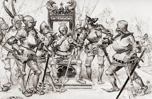 Le conseil des kaptanları de Picrochole veya Picrochole kaptanları konseyi. by Albert Robida