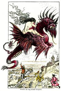 Succubus: ejderhaya binen dişi iblis (kadın - dişi) - Honore de Balzac#39;ın Drolatic Tales adlı eseri için Albert Robida#39;nın çizimi - 20. yüzyılın başı by Albert Robida
