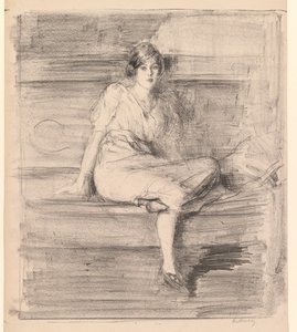 İsimsiz Genç Bayan Oturan, 1914. by Albert de Belleroche