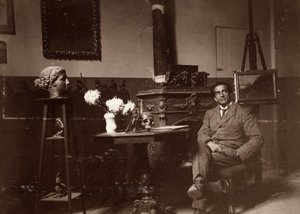 Heykeltıraş Mario Pelagatti, stüdyosunda, Floransa, 20/11/1920 (s/b fotoğraf) by Alberto Fierli
