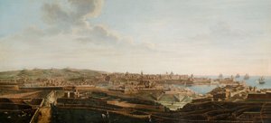 Valletta, Malta ve çevresinin yedi görünümünden biri, c.1753 (tuval üzerine yağlı boya)
