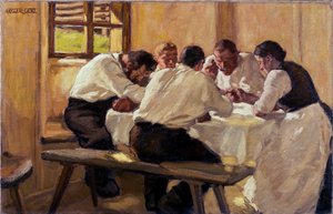 Repas, la çorba (versiyon 2) (Öğle Yemeği (Çorba, Versiyon II) Albin Egger Lienz (1868-1926), tuval üzerine yağlı boya by Albin Egger Lienz