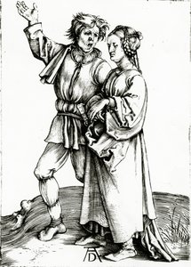 Johannes Wierix tarafından oyulmuş rustik bir çift, c.1565 (gravür) by Albrecht (after) Durer or Duerer