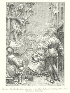 Vaftizci Yahya çölde vaaz veriyor (gravür) by Albrecht (after) Durer or Duerer